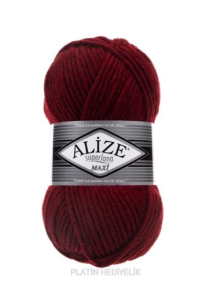 Alize (5 τεμάχια) Superlana Maxi Πλεκτά Νήματα Γιλέκο Ζακέτα Κλωστή Φουλάρι Πλεκτό Νήμα 57 Μπορντό