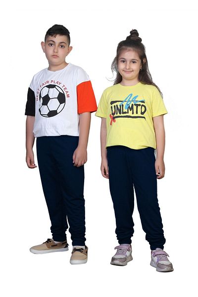 modaeymen 2 Thread Girls' and Boys' Compatible Navy Blue Color Sweatpants