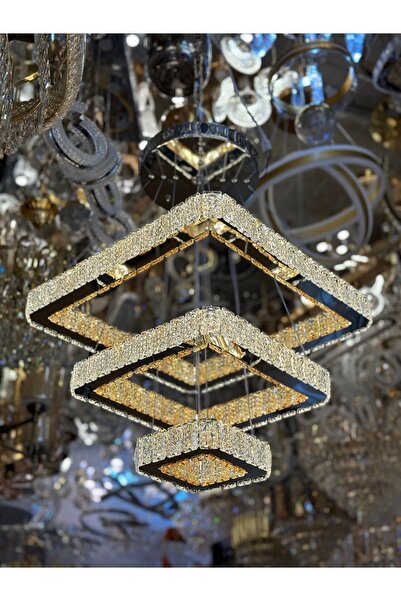 ASLİ AYDINLATMA 2024 MODEL LEDLİ 3KAT SARKIT KRİSTAL AVİZE AVİZE 3 RENK SEÇENEĞİ