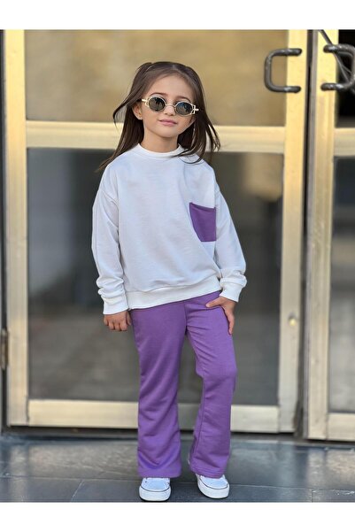 renkli diyar Girl's Long Sleeve Blouse and Spanish Leg Pants Set - Nursery, Kindergarten, Primary School