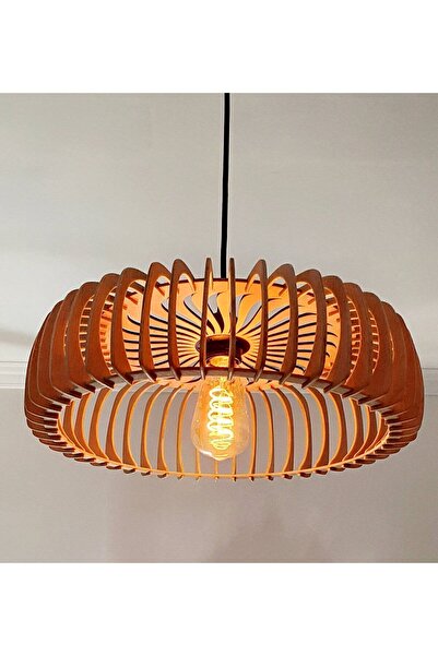 Ferisa Home Modern Ahşap Arven Avize Rustik Sarkıt Avize Salon Avizesi