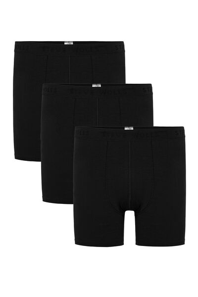 Steve Wolls Erkek Siyah 3’Lü Uzun Paça Bambu Boxer - 25201