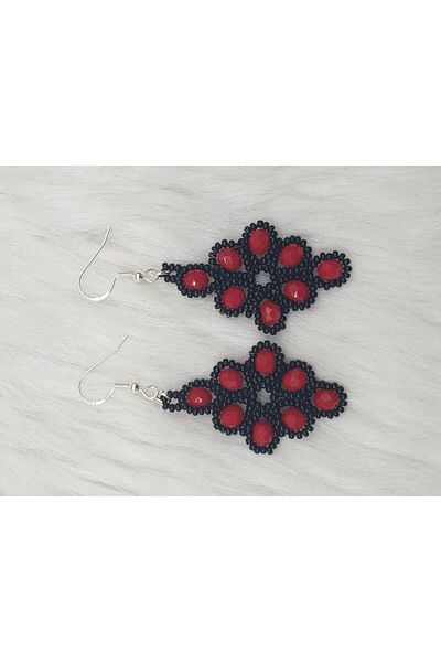 HAPPY HANDMADE Red Dangle Earrings Evening Dress