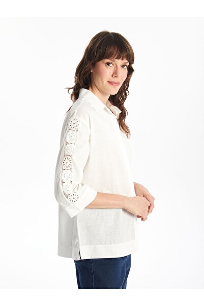 LC Waikiki Dámská vyšívaná popelínová košile