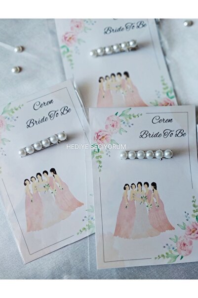 HappyDay Tasarım Organizasyon 5 Adet Hediyelik Inci Toka (bride To Be - Kina ...