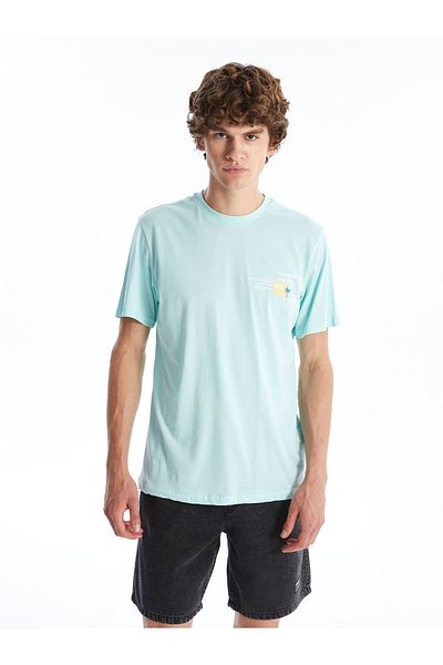 LC Waikiki Bedrucktes Herren-T-Shirt aus gekämmter Baumwolle – Rundhalsausschnitt, kurze Ärmel