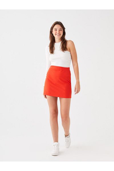 LC Waikiki Women's Straight Mini Skirt - Zippered Waist