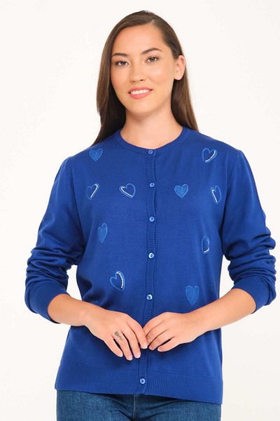 Solo Crystal Printed Detailed Knitwear Knitted Cardigan
