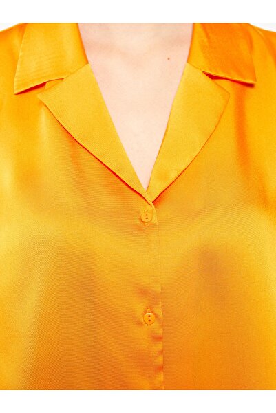 LC Waikiki Satin Women's Shirt - Front Button Closure, Straight Cut