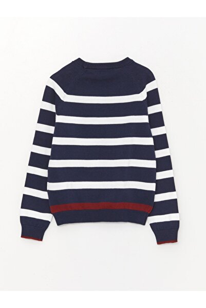 LC Waikiki Fiú - Crew nyakú, csíkos, hosszú ujjú kötött pulóver