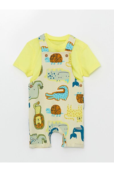 LC Waikiki Crew nyakú, rövid ujjú póló és szalopét kisfiúknak - 2 db-os készlet