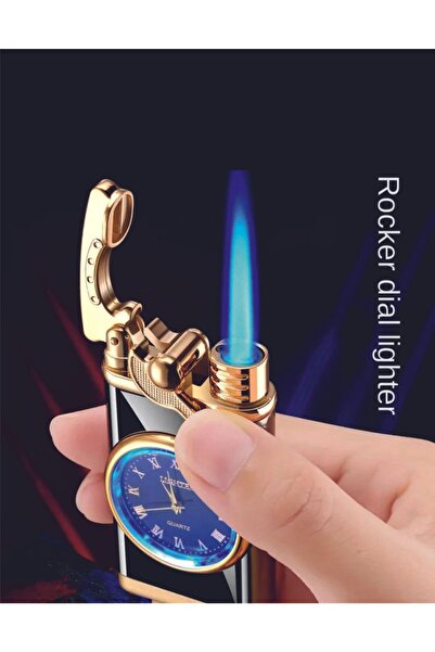 ASYA GIFTS Kişiye Özel Isim Baskılı Işıklı Saatli Jet Çakmak ( Gazlı ) Isme Özel - Rüzgarda Sönmez