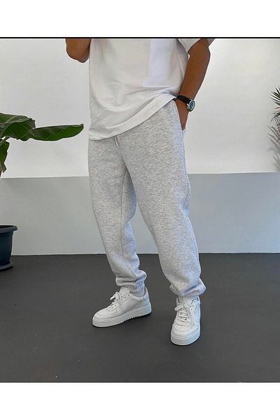 THE WHITE Γκρι βαμβακερό Jogger Sports Sweatpants