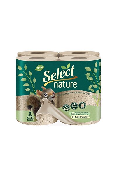 LILY Select Nature Organik Kahverengi 8’li Tuvalet Kağıdı 3 Katlı