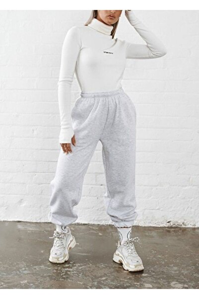 THE WHITE Pantaloni de sport de iarnă unisex, gri groși - picior din cauciuc