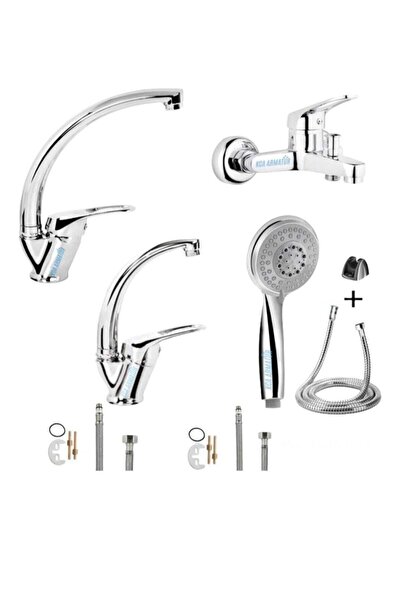 Genel Markalar Banyo Lavabo Mutfak Bataryası Çeşmesi Musluğu Duş Başlığı 4'lü...