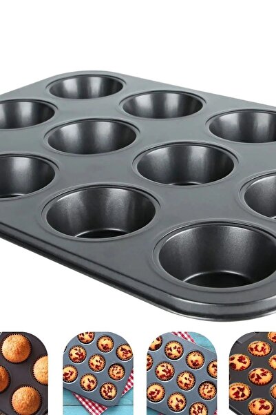 obrigado حاوية كعكة المافن غير اللاصقة المقاومة للحريق مكونة من 12 قطعة - فرن...