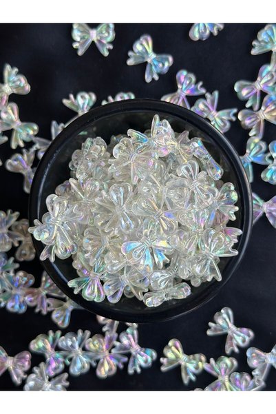 Bijumix Aksesuar 40 Adet Şeffaf Beyaz Janjanlı Parlak Kurdele Fiyonk Plastik ...
