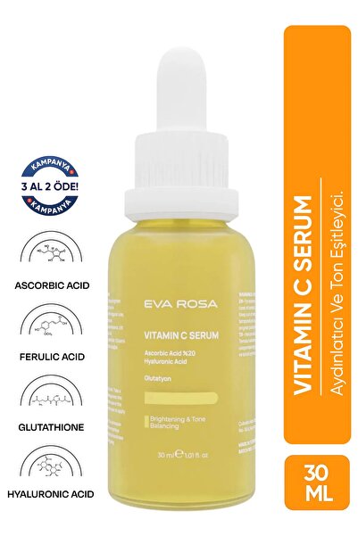 Eva Rosa Aydınlatıcı, Ton Eşitleyici, Leke Karşıtı, Glutatyonlu Vitamin C Ser...
