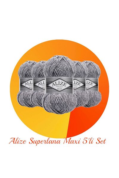 Alize Superlana Maxi Σετ 5 χοντρό νήμα πλεξίματος χεριών 801 Jaspe Grey
