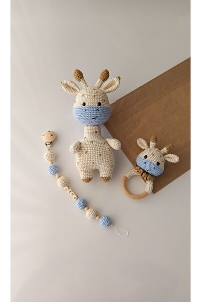 ÖrgüAna Sevimli Zurafa Set Bebekler Için Organık Oyuncak