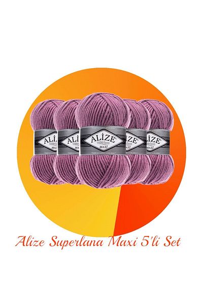 Alize Superlana Maxi Σετ 5 Χοντρό Πλεκτό Σχοινί 28 Αποξηραμένα Τριαντάφυλλα