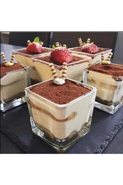 Sigma 9x9cm 6’lı Magnolia Cam Kare Cup Tatlı Ve Dondurma Kasesi