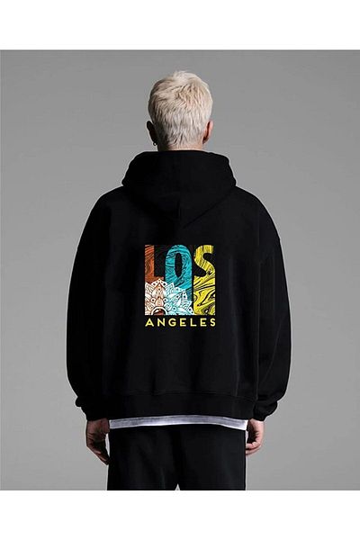 Altamira Hanorac oversize cu glugă unisex negru Los Angeles