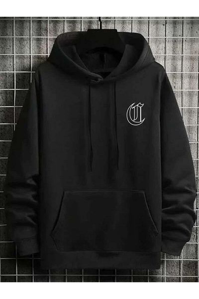 Altamira Men's Black Chicago Back Printed Hooded Sweatshirt