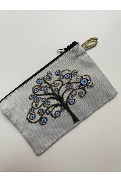 GALATA GIFT Women's Wallet with Evil Eye, Medium Size Stylish Zippered, Lined Wallet