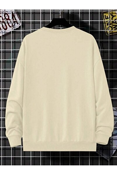 Altamira Ανδρικό φούτερ σε μπεζ Brooklyn Lought με στάμπα Oversize Crew Neck
