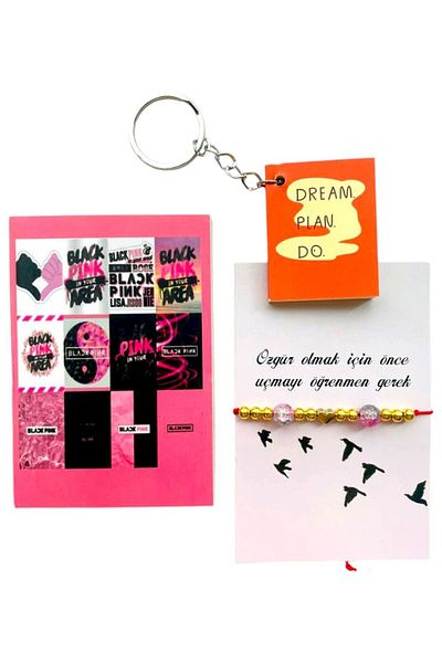 GALATA GIFT Set de blocnotes și brelocuri mici - Set de motivație distractivă bilaterală