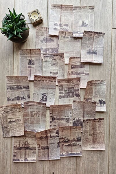 Mona Craftist 20 Adet Eskitme Gazete Sayfası Scrapbook Kağıt Seti Bullet Jour...