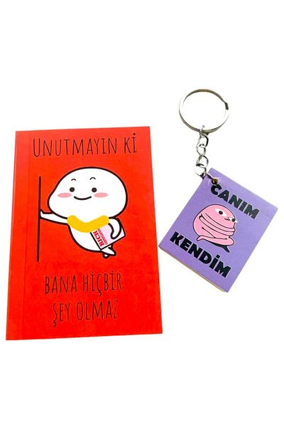 GALATA GIFT Bloc de note mic, set de breloc pentru notebook, set de notebook și breloc bilateral, set de motivație distractiv
