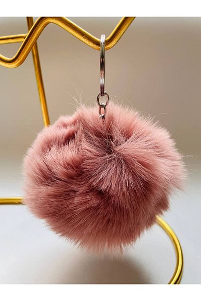 GALATA GIFT Pompom Keychain and Bag Accessory - Soft Furry Car Mirror Ornament