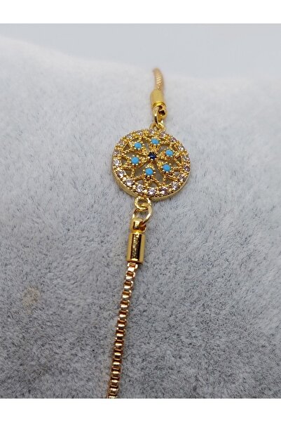 GALATA GIFT سوار مصعد مثقوب بحجر الزركون الفيروزي، سوار مضاد للتشويه