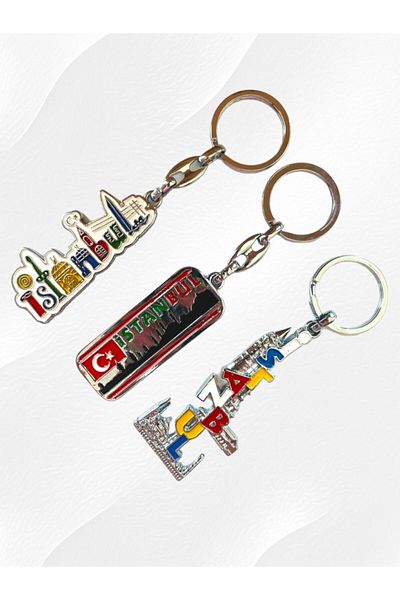 GALATA GIFT Istanbul - 3 bucăți breloc metalic, breloc cadou robust pentru casă, birou, loc de muncă