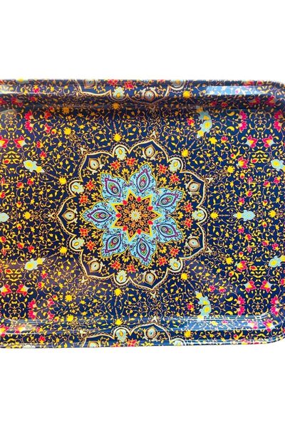 GALATA GIFT Metal Tea and Coffee Tray - Rug Patterned, Stylish Presentation, 32*22cm, Anti-Scratch and Anti-Tarnish