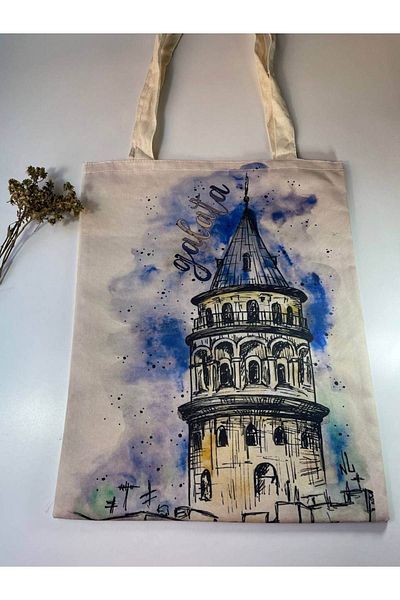 GALATA GIFT Turnul Galata, Istanbul cu desene tematice, geantă tote din pânză