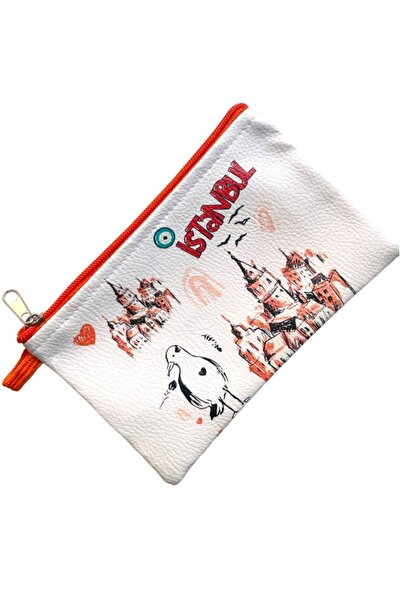 GALATA GIFT Κομψό γυναικείο πορτοφόλι με μεσαίο φερμουάρ - Μονόφθαλμο, Συμπαγές, Με Χάντρες Εξωτερικού Κακού Ματιού, Κωνσταντινούπολη 18*12cm