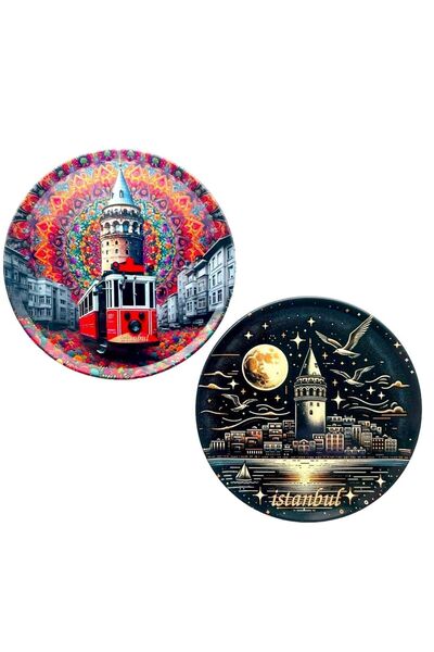 GALATA GIFT 9cm Istanbul - Tram Patterned Coasters Set of 2