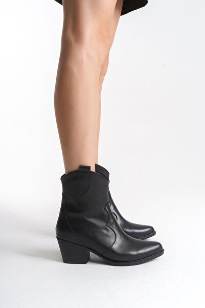 camaiore Černé kožené dámské westernové kovbojské boty