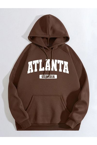 Altamira Hanorac oversize cu glugă cu imprimeu maro Atalanta unisex