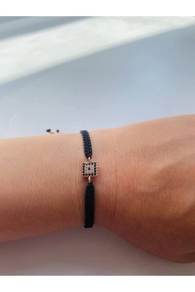 GALATA GIFT سوار مكرامية - أسود، خرز عين الشر، محبوك، مصعد قابل للتعديل، حماي...