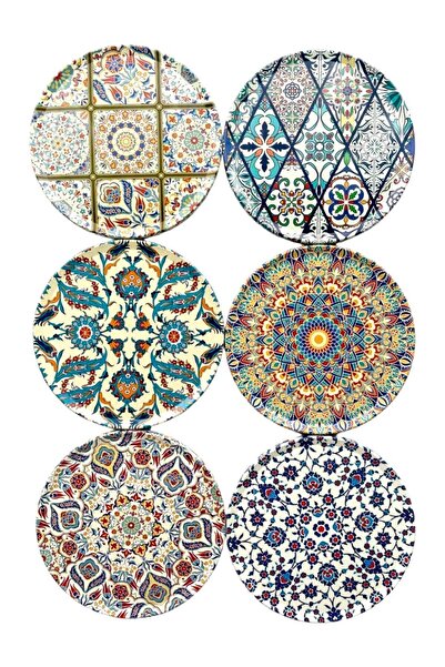 GALATA GIFT قاعدة أكواب منقوشة مقاس 9 سم - 6 قطع قاعدة من الفلين