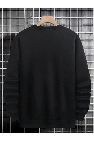 Altamira Unisex Black Wake Printed Crew Neck Oversize Sweatshirt