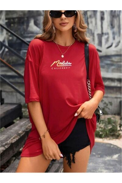 Altamira Дамска червена тениска с щампа Малибу