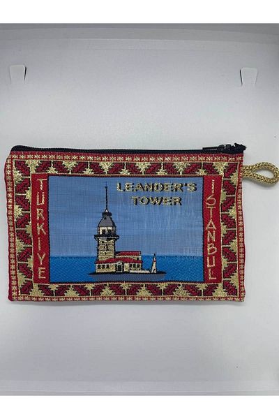 GALATA GIFT Traditional Patterned, Istanbul Symbols Printed, Gilded, Zippered Women's Wallet, 16x10cm