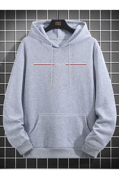 Altamira Unisex Gray Paris Printed Hooded Oversize Sweatshirt