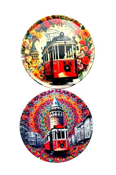 GALATA GIFT 9 سم اسطنبول - طقم قاعدة أكواب بنمط ترام مكون من قطعتين